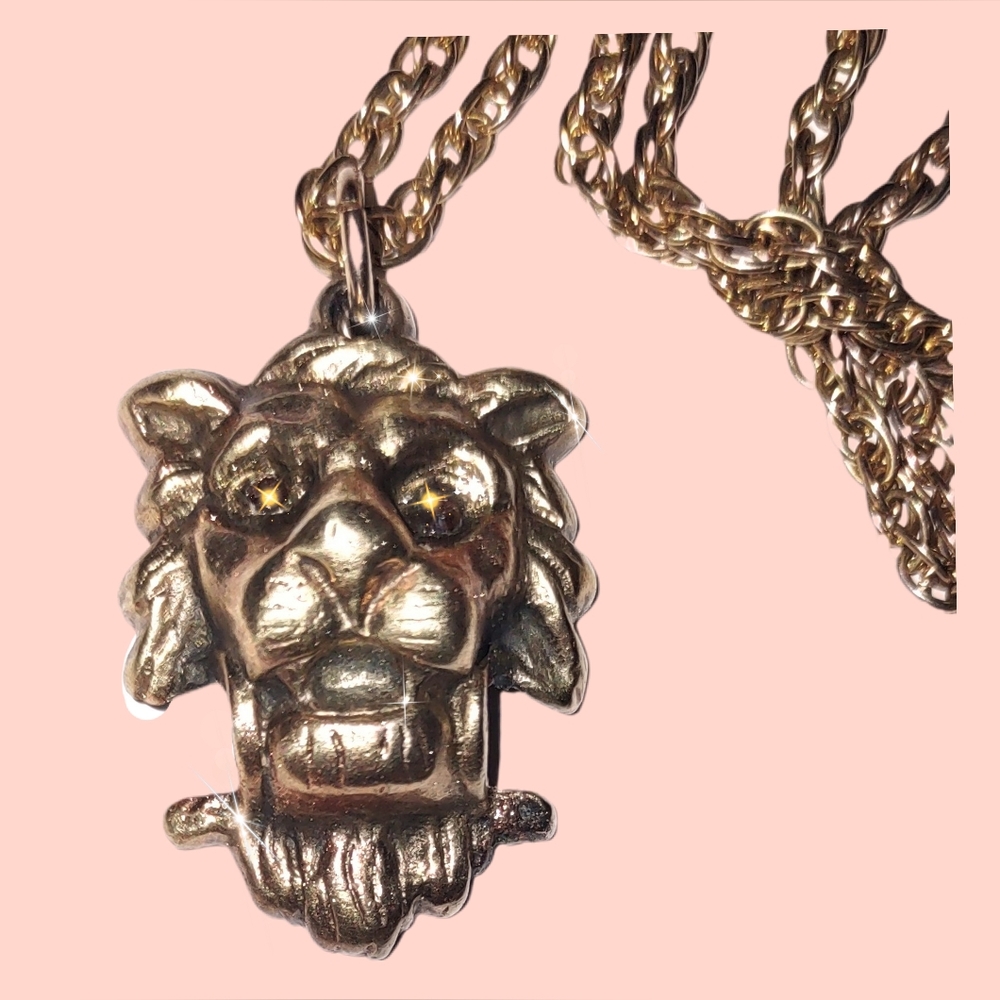 Lion's Head Pendant Antique Brass